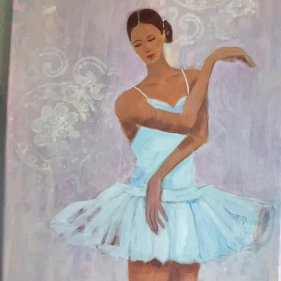 Graceful Ballerina Pink & White Acrylic Painting for Girls' Room Wall Decor Cute - Picture 5 of 12